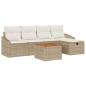 Preview: Garten-Sofa-Set 6 Teile Beige, Weiß Rattan Outdoor Sofa