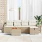 Preview: Garten-Sofa-Set 6 Teile Beige, Weiß Rattan Outdoor Sofa