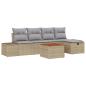 Preview: Garten-Sofa-Set 6-teilig Beige, Grau Rattan, Polyester
