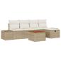 Preview: Garten Sofa Set 6 Teile Beige Rattan, Polyester, Stahl