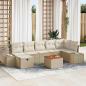 Preview: ARDEBO.de - Garten Sofa Set 8-teilig Beige Rattan, Polyester Ecksofa
