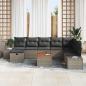 Preview: ARDEBO.de - Garten-Sofa-Set 9 Teile Grau, Schwarz Rattan, Stoff, Stahl