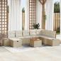 Preview: ARDEBO.de - Garten Sofa Set 9-teilig Beige Rattan, Polyester Garten Sofa Set