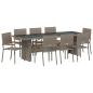 Preview: 9-teiliges Garten-Esszimmer-Set Grau Poly Rattan