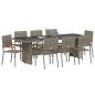 Preview: 9-teiliges Garten-Esszimmer-Set Grau Poly Rattan
