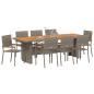 Preview: Garten Essgruppe 9 pcs Grau Poly-Rattan