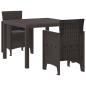 Preview: Garten-Dining-Set 3-teilig Braun Kunststoff-Rattan Robust