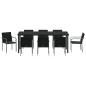Preview: 9-teiliges Garten-Ess-Set mit Kissen Schwarz Poly Rattan