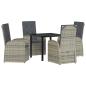 Preview: 5-teiliges Garten-Esszimmer-Set mit Kissen Graues Poly-Rattan