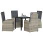 Preview: 5-teiliges Garten-Esszimmer-Set mit Kissen Graues Poly-Rattan
