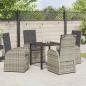 Preview: 5-teiliges Garten-Esszimmer-Set mit Kissen Graues Poly-Rattan