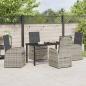 Preview: 5-teiliges Garten-Esszimmer-Set mit Kissen Grau Poly Rattan