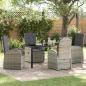 Preview: ARDEBO.de - 5-teiliges Garten-Esszimmer-Set mit Kissen Grau Poly Rattan