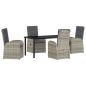 Preview: 5-teiliges Garten-Esszimmer-Set mit Kissen Grau Poly Rattan
