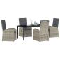 Preview: 5-teiliges Garten-Esszimmer-Set mit Kissen Grau Poly Rattan