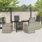 Preview: 5-teiliges Garten-Esszimmer-Set mit Kissen Grau Poly Rattan