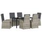 Preview: 7-teiliges Garten-Esszimmer Set mit Kissen Grau Poly Rattan