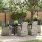 Preview: ARDEBO.de - Garten Essgruppe mit Kissen 7 pcs Grau Poly-Rattan