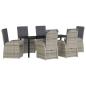 Preview: Garten Essgruppe mit Kissen 7 pcs Grau Poly-Rattan
