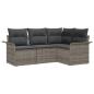 Preview: Garten Sofa Set 4-teilig Grau Polyesterkissen und Rattanbasis