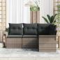Preview: Garten Sofa Set 4-teilig Grau Polyesterkissen und Rattanbasis