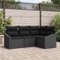 Preview: ARDEBO.de - Garten-Sofa Set 4-teilig Schwarz Rattan, Polyester, Stahl