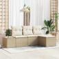 Preview: ARDEBO.de - Garten Sofa Set Set von 4 Beige und Creme Rattan, Polyester Kissen