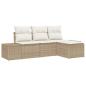 Preview: Garten Sofa Set Set von 4 Beige und Creme Rattan, Polyester Kissen