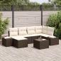 Preview: ARDEBO.de - Garten Sofa Set 7 Teile Braun und Creme Rattan und Stoff