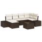 Preview: Garten Sofa Set 7 Teile Braun und Creme Rattan und Stoff