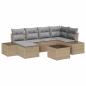 Preview: Garten Sofa Set 7-teilig Beige und Grau Rattan, Polyester
