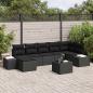 Preview: ARDEBO.de - Garten-Sofa-Set 8-teilig Schwarz Rattan, Polyester, Stahl