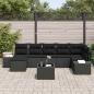 Preview: Garten-Sofa-Set 8-teilig Schwarz Rattan, Polyester, Stahl