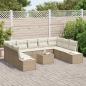 Preview: Garten Sofa Set 10-teilig Beige und Creme Rattan, Stoff