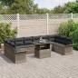 Preview: Garten Sofa Set 11 Teile Grau Rattan Garten Sofa Set Rechteckig