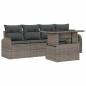 Preview: Garten-Sofa-Set 5-teilig Grau Rattan, Polyester Gartentisch