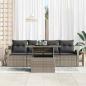 Preview: Garten-Sofa-Set 5-teilig Grau Rattan, Polyester Gartentisch