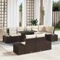 Preview: ARDEBO.de - Gartensofa Set Set von 9 Braun Rattan Vier-Sitzer Gartensofa