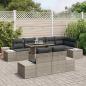Preview: Garten-Sofa-Set 9-teilig Grau Rattan Gartentische Rechteckig