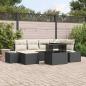 Preview: ARDEBO.de - Garten Sofa Set 7-teilig Beige, Schwarz Rattan, Polyesterkissen