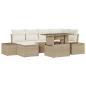 Preview: Garten-Sofa-Set 7-teilig Beige und Weiß Rattan und Polyester