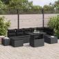 Preview: ARDEBO.de - Garten-Sofa-Set 8 teilig Schwarz Rattan, Polyesterkissen