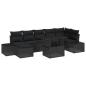 Preview: Garten-Sofa-Set 8 teilig Schwarz Rattan, Polyesterkissen