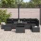 Preview: Garten-Sofa-Set 8 teilig Schwarz Rattan, Polyesterkissen