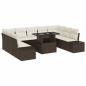 Preview: Gartensofa-set mit Kissen 10 pcs Braun und Creme Poly-Rattan