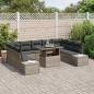 Preview: Garten-Sofagarnitur Set aus 10 Grau Rattan, Polyester