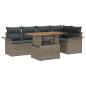 Preview: Garten-Sofa-Set 6-teilig Grau Rattan Garten Ecksofa Rechteckig