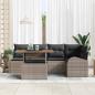 Preview: Garten-Sofa-Set Set aus 6 Grau Poly-Rattan, Stahl, Polyester