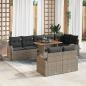 Preview: ARDEBO.de - Gartensofa Set 9-teilig Grau und Braun Rattan Gartentische