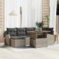 Preview: ARDEBO.de - Garten Sofa Set 7 Teile Grau Rattan Garten Sofa Rechteckig